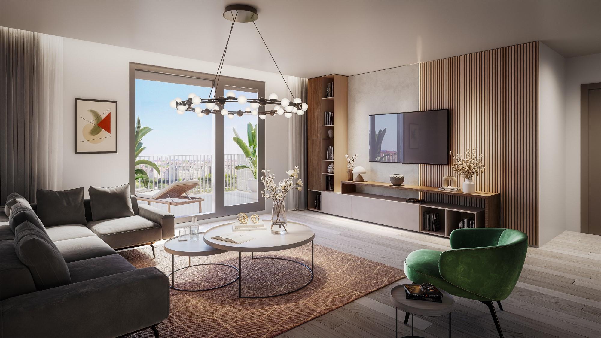 Render of Park West Rise residential park's apartment